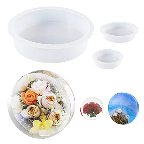 Yayatty 3 Pz Grandes Moules en Resine DIY, Moulle Silicone Resine Epoxy Ronde Moules en Résine pour La Préservation Des Fleurs, Décorations pour La Maison, Organiser Le Livre Cover