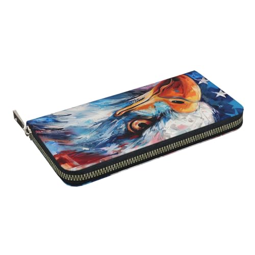 Patriotic Eagle Print Womens Wallet, Ladies Credit Card Holder, Phone Wallet Purses, Long Clutch Hand Bag2