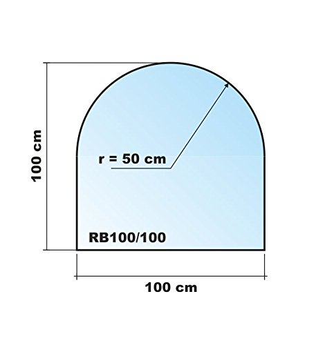 Funkenschutzplatte Rundbogen 100x100cm Schwarz Glasplatte ohne Dichtung