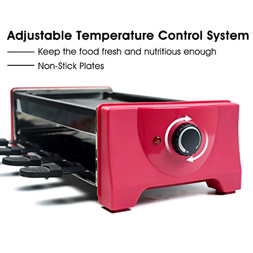 Raclette 8 Personen Grill Elektrisch mit Antihaftbeschichtet 8 Pfännchen 1 Holzspateln 1100W Temperaturregelun Geeignet… – Bild 3