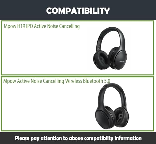 Earpads Replacement Cushion Compatible with Mpow H19 IPO Active Noise Cancelling Wireless Bluetooth 5.0 Headphones Ear Pads with Softer Protein Leather/Memory Foam miniatura 2