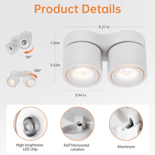 Image of 5CCT LED Ceiling Spotlight Modern Surface Mount Ceiling Light | Dimmable,5CCT /2700K-5000K,Flush Mount Ceiling Lights Fixture,Kitchens,Bedrooms,Living Rooms,Hospitality,Hallways,and Foyers