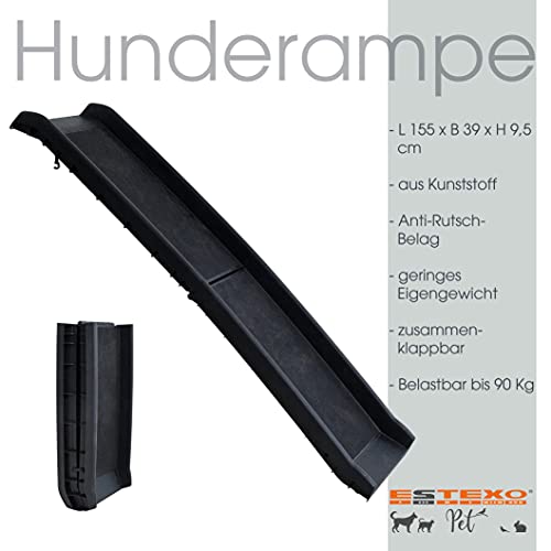 ESTEXO Hunderampe Einstiegshilfe Kofferraumrampe Tier Rampe Hundeautorampe Autorampe klappbar