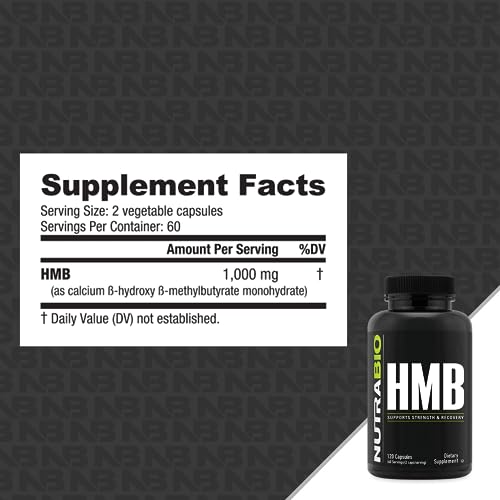 NutraBio HMB 1000mg- 120 Capsules - Image 3