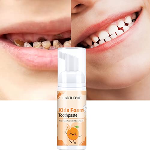 Kids Toothpaste Whitening Foam （50Ml) With Orange Flavor, Fluoride Free Natural Formul, Foam Toothpaste For Toothbrush,Easy To Use Toothpaste Foam For Child #TOP1
