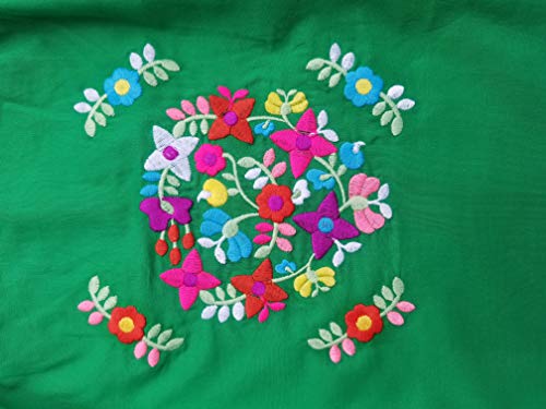 Vestido tradicional mexicano de algodón para niña talla 2-14 color azul marino 7