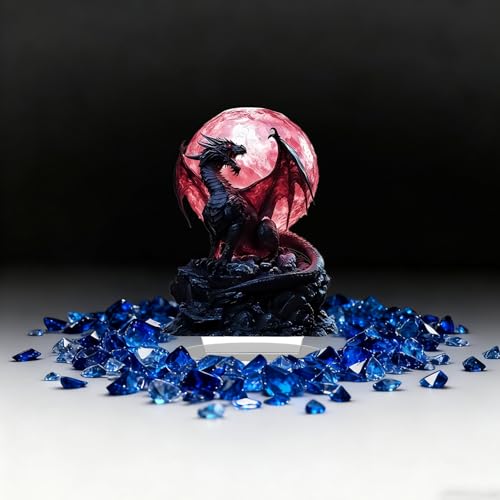 Shamoparty Blutmond Rot Drachen Acryl Büro Wohnung Wohntier Ausleger, 2D Acryl Ausleger, Heim Desktop Dekoration Eingangstür, Flachbild Schmuckstücke, mittelalterliche Drachen Dekoration