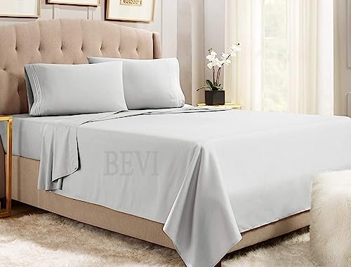 Image of BEVI Bedsheet for Double Bed 300 TC Flat Bedsheet with 2 Pillow Covers Size-(90 inchx95 inch) Light Grey
