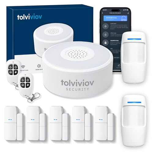 tolviviov Home Security System Wireless, DIY Door Alarm Security System, App Alerts, 10-Piece Kit...