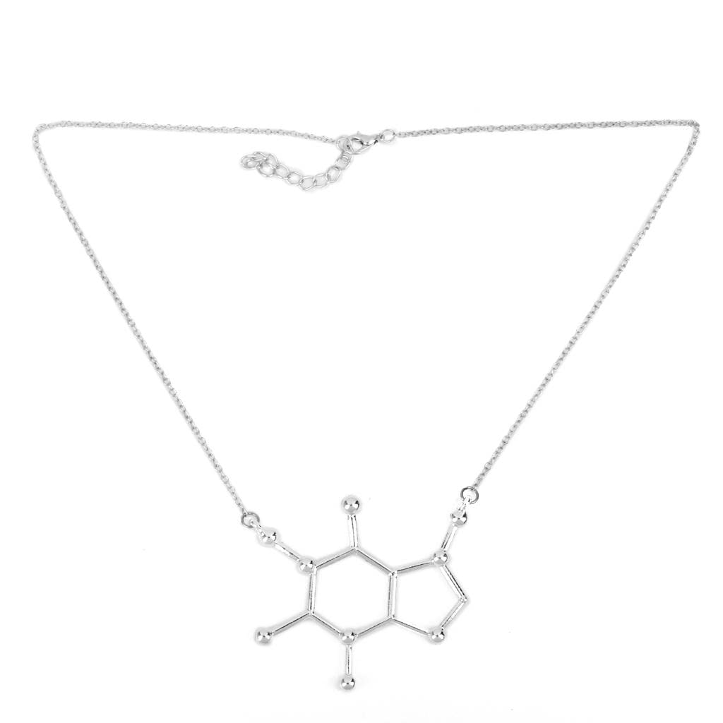 MYADDICTIONWomen Alloy Molecule Pendant Necklace Chemistry Biochemistry Silver