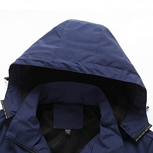Zddo Men's Softshell Jackets Tactical Windproof Hiking Zipper Button Down Detachable Hooded Fleece Coat Windbreaker Solid Color Blue Black White Green Pure Patchwork Chambray Shirt Zipper Classic #TOP6