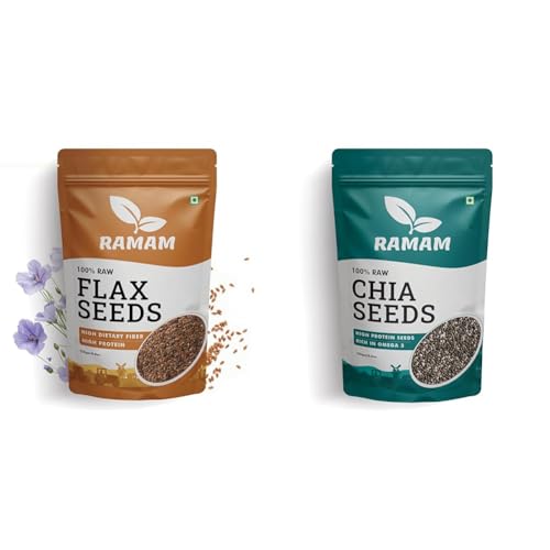 Image of Ramam Chia & Flax Seeds Combo 250g Each | 100% Natural Raw Seeds For Eating | High Dietary Fiber & Protein | Rich in Magnesium, Omega 3| Gluten Free | Manage Cholesterol level |