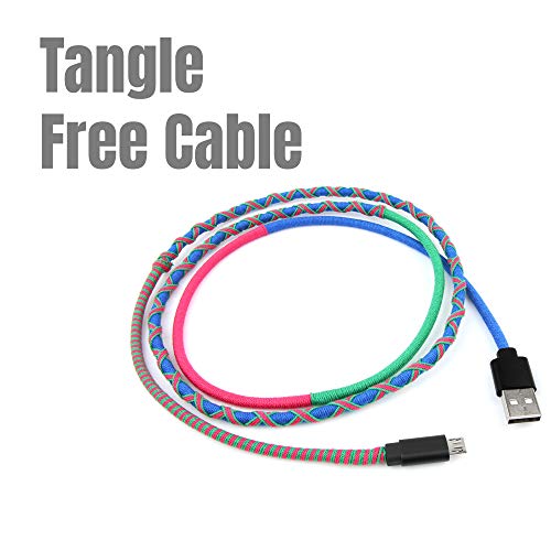 Image of Crossloop PowerPro Designer USB A to Micro USB Charging Cable, 1 Meter (Blue,Green & Pink)