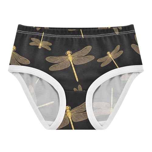 Cotton Toddler Underwear Floral Elegant Golden Dragonflies Black Cute Panties Girl Personalized Kids Undies Briefs 2t