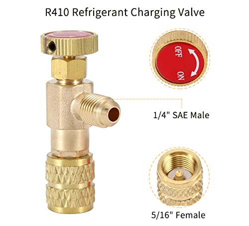 Válvula de carga refrigerante R12 R410 con adaptadores y control de flujo miniatura 2