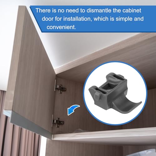 40pcs Cabinet Restrictor Clips, Cabinet Hinge Restriction Clips for Grass TEC 864 Hinges Mini Invisible Cabinet Door Restraint Hinge Angle Restriction Clips for Kitchen Home (Gray) - Image 3