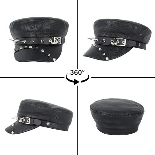 Gorra Newsboy de cuero sintético unisex con estampado leopardo miniatura 4