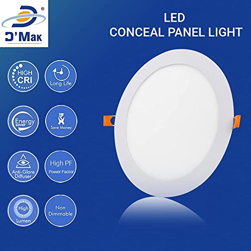 Image of D'Mak 22 Watt Round LED Conceal Panel Light for POP & False Ceiling - Cool White LED Ceiling Panel Light - Energy-Efficient and Stylish Design (Pack of 1)