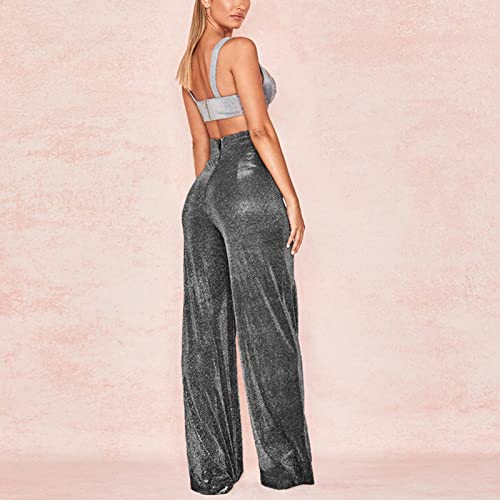 Yoga Pants For Women Bell Bottom Sequin High Rise Wide Leg Flare Pants - image 3