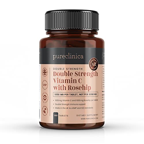 VITAMIN C mit HAGEBUTTE - 2000 mg (1000 mg Vit C & 1000 mg Hagebuttenextrakt) x 180 TABLETTEN - 6 MONATE VORRAT! Artikelnummer: ROSEC3