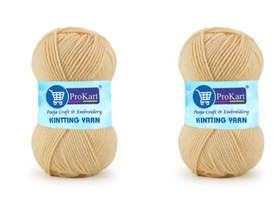 Image of ProKart Premium 4 Ply Woolen Knitting Yarn, Sand (100g x 2 Pack). Soft Yarn for Knitting, Crochet and Crafts. Ideal for Sweaters, Scarves, Hats, Baby wear and DIY Projects.