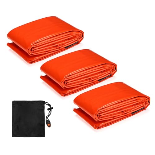 Diyeeni 3 Pack Bolsa de Supervivencia de Emergencia Bivvy con Silbatos, Impermeable y Ligera para Camping y Senderismo, Para Mantener el Calor