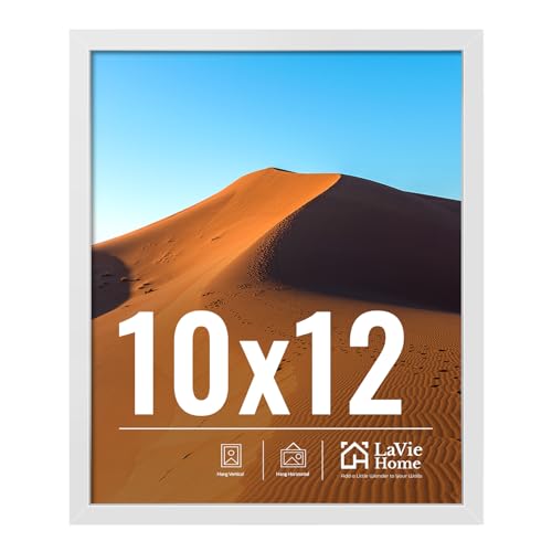 LaVie Home 10x12 Picture Frame for Wall Display, 10x12 White Picture Frame with HD Plexiglas, 10 x 12 Poster Frame 1 Pack, Display Frame for Vertical or Horizontal, Classic Collection