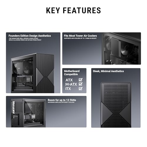 Image of Ant Esports Titan FE Mid-Tower Computer Case /Gaming Cabinet - Black | Support ATX, M-ATX & Mini-ITX | Pre-Installed 4 Black Fans