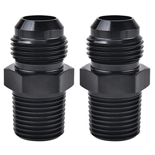 EVIL ENERGY 8AN Male to 3/8 NPT Fitting Straight Aluminum Black 2PCS