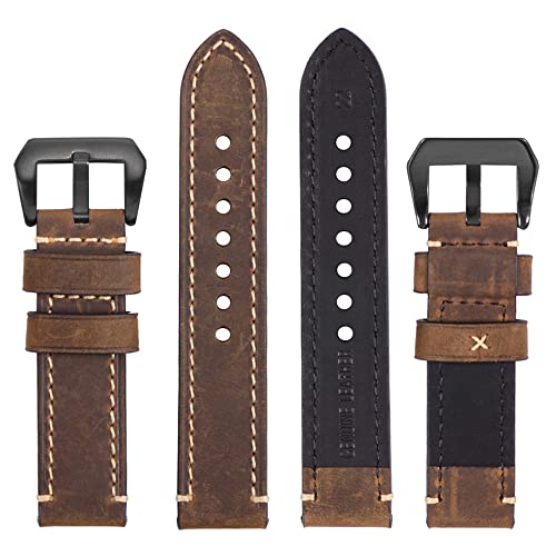 EACHE Leather Watch Bands for Men,Vintage Crazy Horse Leather & Vegetable Tanned Leather & Oil Waxed Thick Leather Watch Bands 20mm 22mm 24mm 26mm - Image 5