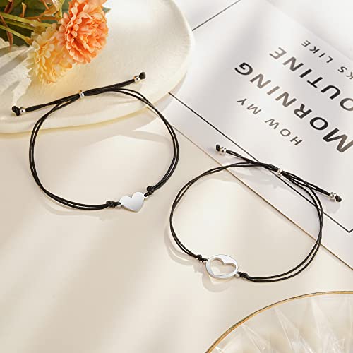 Tarsus 2/3/4 Pcs Mother Daughter Bracelets, Matching Heart Mothers Day Jewelry Gifts for Mom Daughter Women Girls4