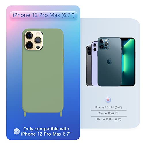 Image of Compatible with iPhone 12 Pro Max Case with Lanyard Crossbody iPhone Case with Strap Adjustable Shockproof Drop Protection Silicone Phone Cover for iPhone 12 Pro Max 6.7'' Mint Green