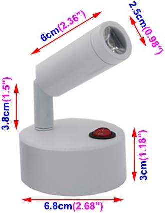 3W LED Adjustable Picture Light Battery-Powered Lamp On/Off Button Cabinet White-Finish Warm White