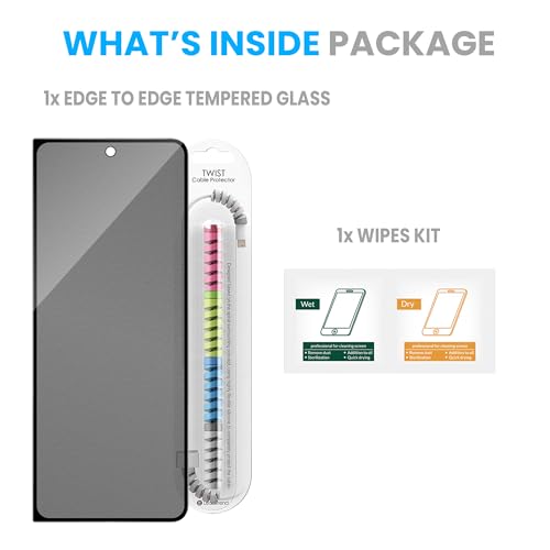 Image of ArmourPro Matte Privacy Tempered Glass for Samsung Galaxy Z Fold 4, Anti-Spy Anti-Glare Screen Protector, Edge-to-Edge Full Coverage, 9H Anti Scratch, Smooth Touch, Easy Installation Kit with Cable Protector