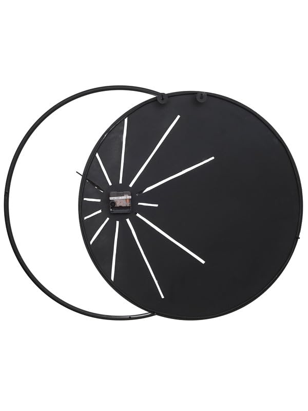 Image of CHRONIKLE Elegant Round Rings Style Metal Silver and Black Color Analog Wall Clock for Living Room Home Decor Office Gifts (Size: 80.5 x 5 x 62 CM | Weight: 2570 Gram)