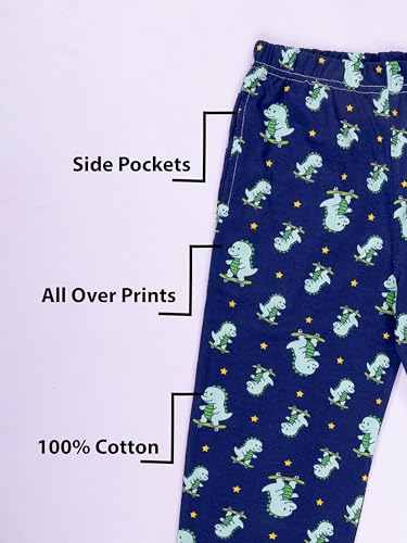 Image of KiddoPanti Boys Printed Pyjama | 100% Cotton Single Jersey Fabric | All Over Printed Design | Relax Fit & Ankle Length | Pyjama Pant