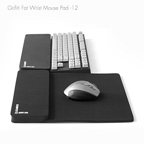 Grifiti Fat Mouse Wrist Pad 12 Jumbo Size Mouse Pad for Mice, Keypads, Numberpads, Trackpads, Trackballs, Adding Machines, Printing Calculators (Black Nylon)