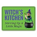 Witch's Kitchen Stirring Up a Little Magic, Witch Cauldron, Magic Potion, Witch's Concoction Halloween Aluminum Sign - 8' x 12'