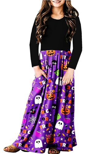 Image of Deerose Girls Maxi Dress Short Sleeve Casual Long Dresses with Pockets 5-14 Years