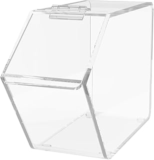 Marketing Holders Candy and Ice Cream Toppings Bin Clear Acrylic Cereal and Snack Food Storage with Hinged Lid for Countertops in Ice Cream Parlors Yogurt Shops and Home Use