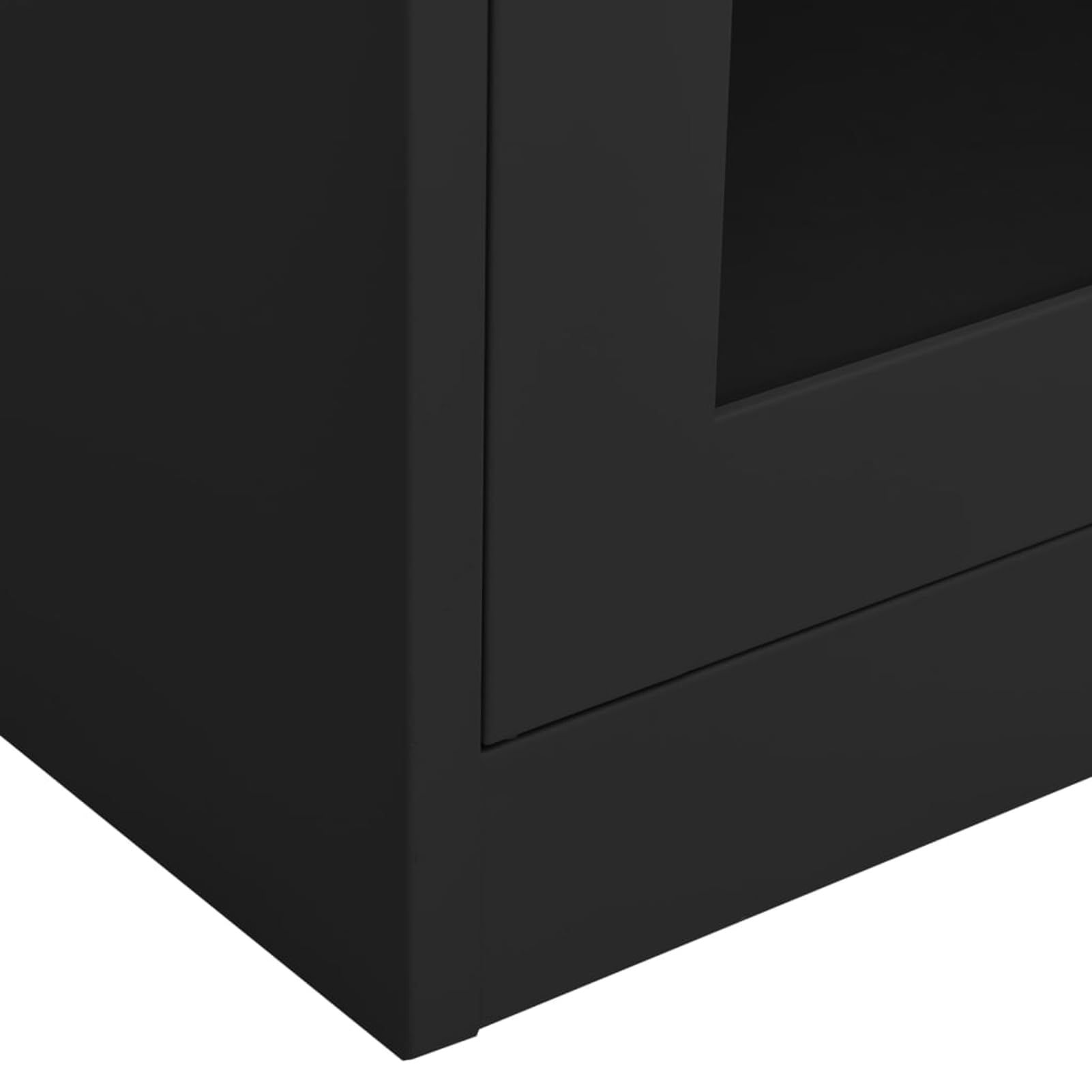 Armadio da ufficio, 90 x 40 x 180 cm, in acciaio antracite con vetro temperato, 4 ante, 2 ripiani regolabili, chiudibile a chiave, per ufficio e studio