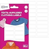 AVERY Zweckform ETVET36 Namensaufkleber wasserfest für Kleidung 36 Stück (13x45mm, Vinyl-Folie...