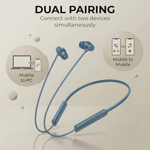 Image of Walta Bullet Z6 Wireless Bluetooth 5.4 Neckband Earphones with ENC Noise Cancellation, 13mm Bass Driver, Fast Charging Type-C, 20H Playback, Magnetic Earbuds, Sweat Resistant Headset with Mic (Blue)