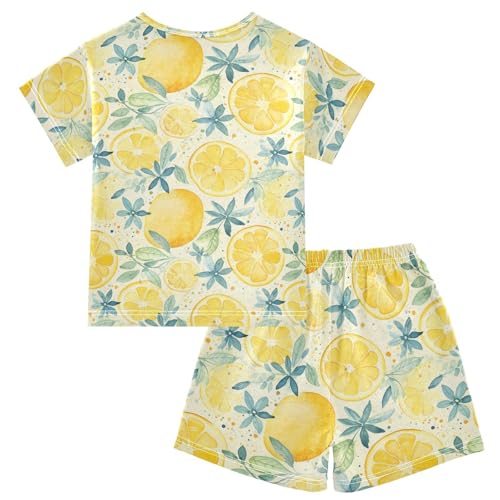 ALAZA Vintage Lemon Flowers Pajama Set Short Sleeve Sleepwear Soft Lounge Nightwear2