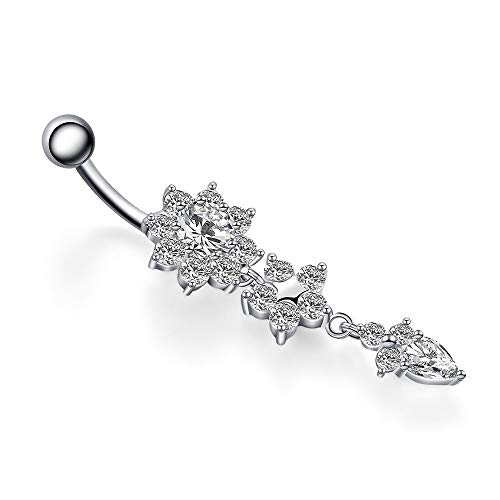 Gnoliew 14G Belly Button Rings Belly Flower Dangle Women Body Piercing Jewelry4