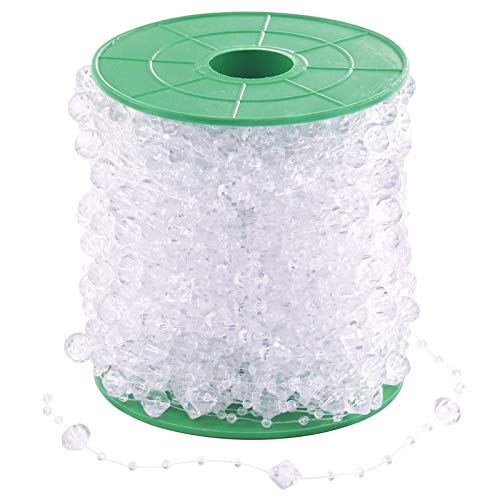 Hilitchi 200 Feet Roll Clear Crystal Diamond Acrylic Faux Crystal Beads by The Roll for Flowers Wedding Party Decoration