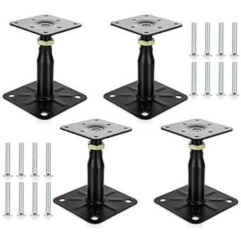 4PCS 100-150mm Galvanised Adjustable Elevated Post Base Support, Heavy ...