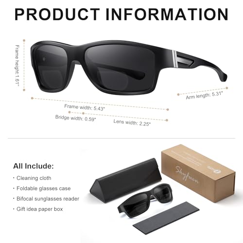 Skyfuen POLARIZED BIFOCAL SUNGLASSES Unbreakable Bifocal Polarized Sunglasses Men, Anti Glare Tr90 Frame Wrap Around Design Glasses Uv400 Protection Outdoor Sun Readers thumb #5