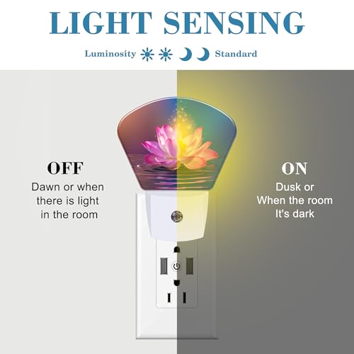 Image of Magic Pink Lotus Flower Night Light, Magic Flowers Nightlight Plug into Wall with Dusk to Dawn Sensor for Kid Girls Boys Women Men Bedroom, Hallway, Kitchen, Bathroom, Stairs Decor