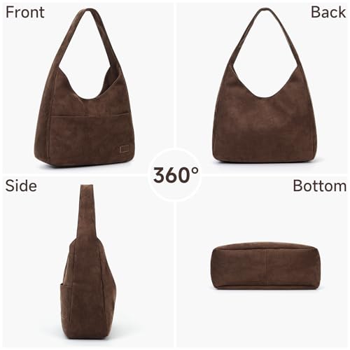 Image of Suede Tote Bag for Women Brown Suede Bag 2024 Fall Suede Purse Slouchy Hobo Bag Work Tote Bag